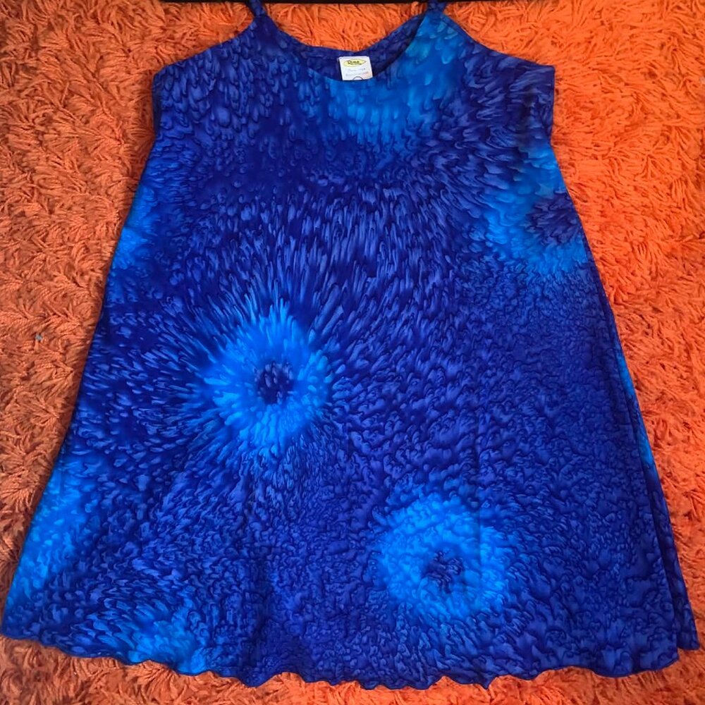 Indigo/ Blue Tie Dye Short Summer Dress